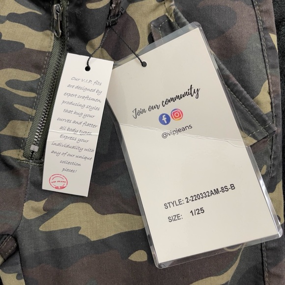 VIP Camo Denim Joggers Juniors 1/25  Adjustable Ankle Zip+Flap Pockets NWT - Picture 6 of 16